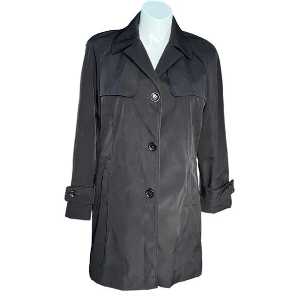 Calvin Klein black water resistant trench coat size Large button closure - Picture 14 of 14